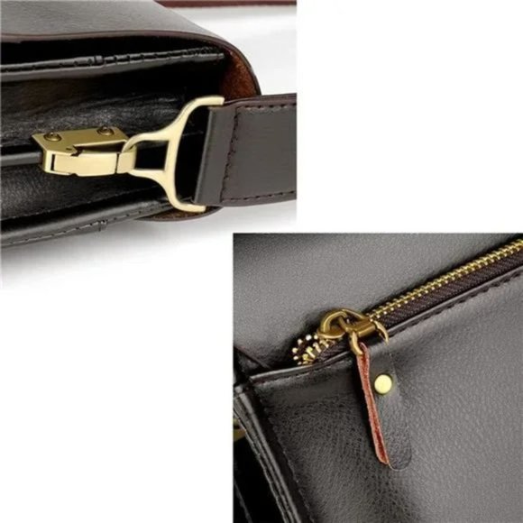 NEW 𝅺LEATHER Messenger Sling Crossbody Shoulder Bag for Men Brown - Picture 3 of 8